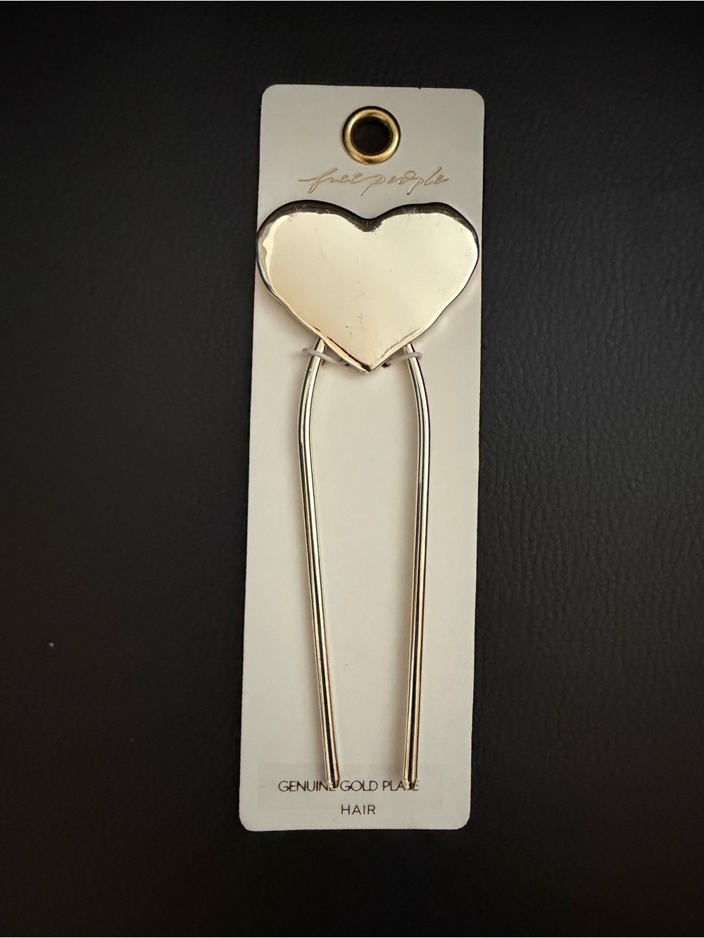 NWT Free People Genuine Gold Plate Heart Hair Pin